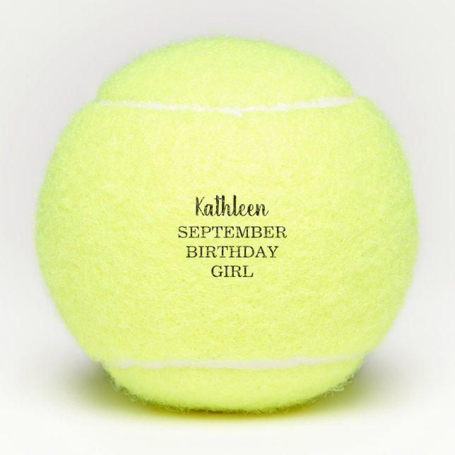 Name Birthday Month Birthday Girl Tennis Balls (Front)