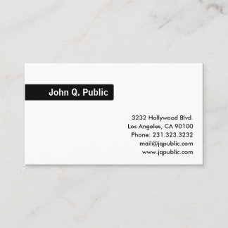 Name Black Background - Plain White Business Card