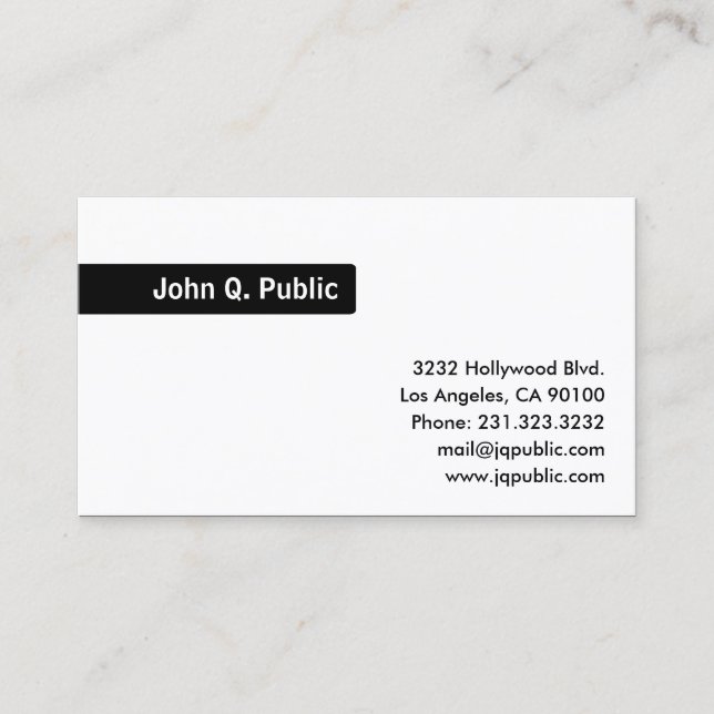 Name Black Background - Plain White Business Card (Front)