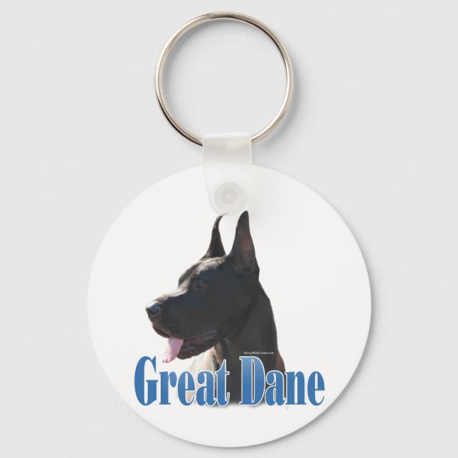 Name Black Great Dane  Key Ring (Front)