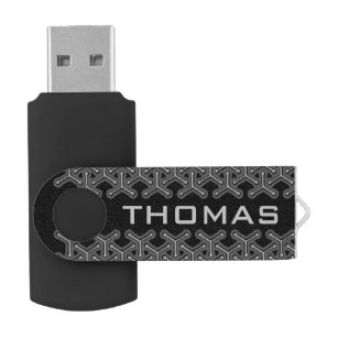 Name black name tri-cubic patterned USB flash drive