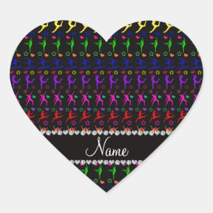 Name black rainbow gymnastics hearts stars heart sticker