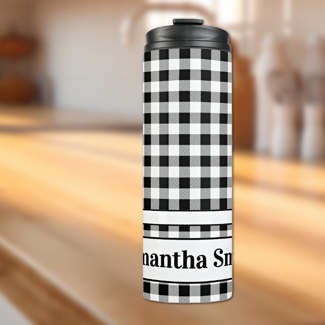 Name Black & White Buffalo Check 12oz Thermal Tumbler (Creator Uploaded)