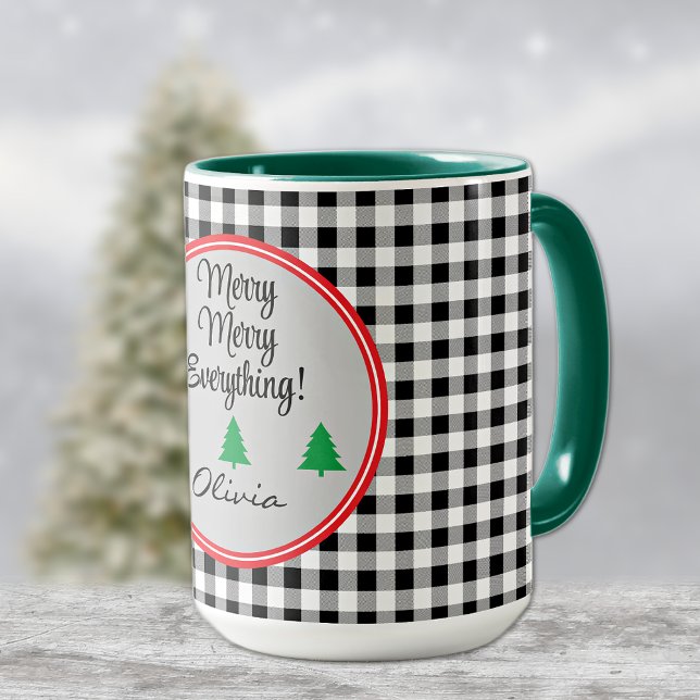 Name, Black & White Buffalo Check 15oz. Combo Mug (Creator Uploaded)