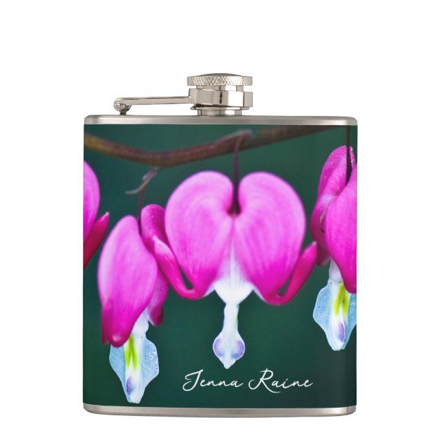 Name Bleeding Heart Garden Flowers Flask (Front)
