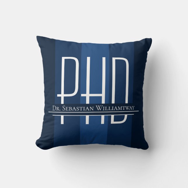 Name Blue Graduation PhD Cushion (Front)