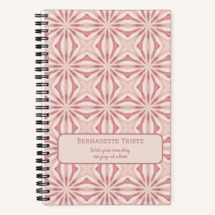 Name Blush Pink Abstract Floral Chic Pretty Girly  Notebook