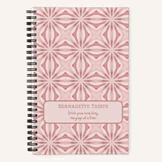Name Blush Pink Abstract Floral Chic Pretty Girly Notebook