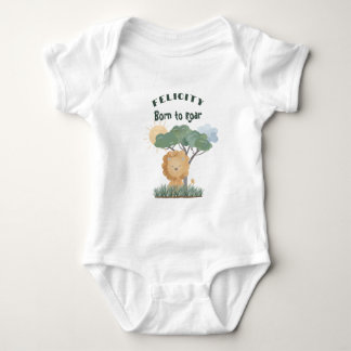 Name Boho Lion Jungle Safari One of Two Twin Quote Baby Bodysuit