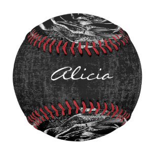 Name: Bold Black-Colored Rose Floral Photography Baseball
