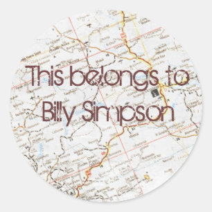 Name book plates classic round sticker