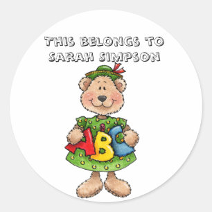 Name book plates classic round sticker