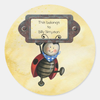 Name book plates classic round sticker