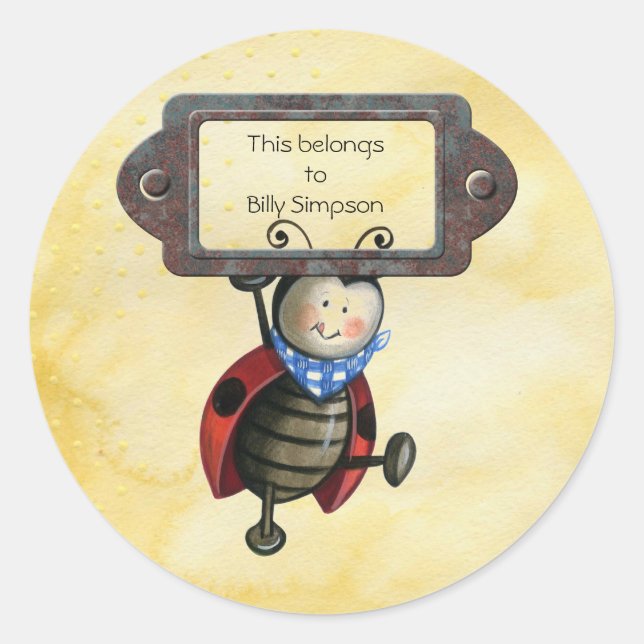 Name book plates classic round sticker (Front)