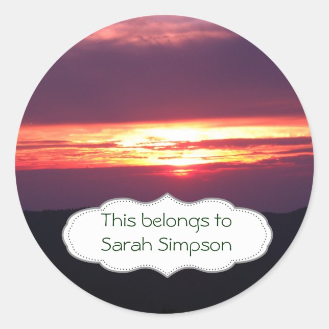 Name book plates classic round sticker (Front)