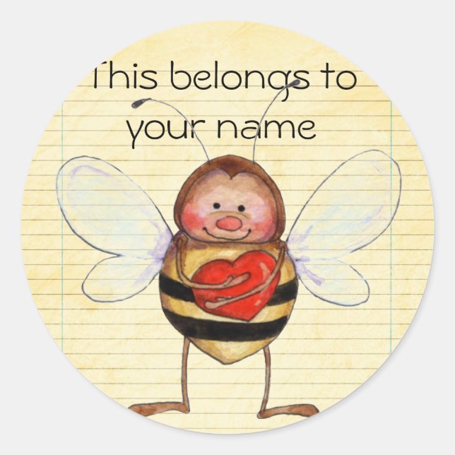 Name book plates classic round sticker (Front)