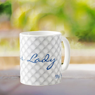 Name, Boss Lady White Tufted 11oz Coffee Mug