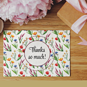 Name, Bright Summer Wildflowers Modern Colourful Thank You Card