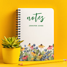 Name, Bright Watercolor Wildflowers Border