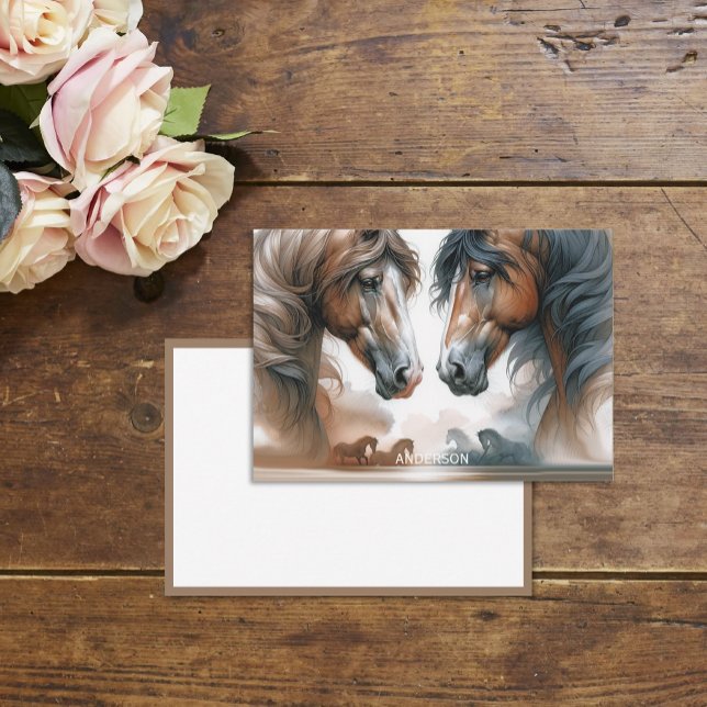 Name Brown Beautiful Horses Card (Creator Uploaded)