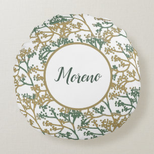 Name Brush Beige Foliage Round Cushion