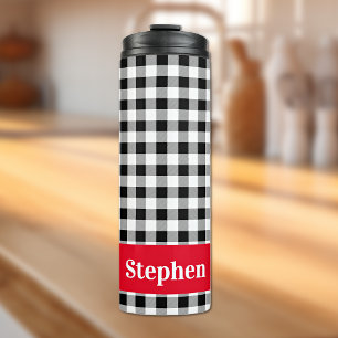 Name Buffalo Check Red Accent 12oz Thermal Tumbler