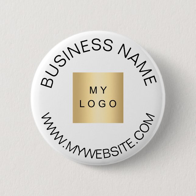 Name business logo website brand colour 6 cm round badge (Front)