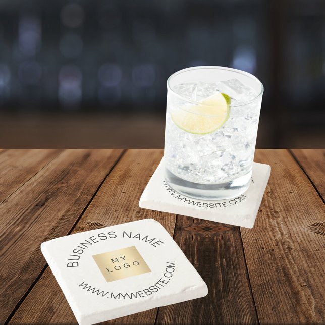 Name business logo website brand colour stone coaster (Creator Uploaded)