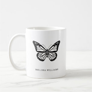 Name Butterfly Black and White Coffee Mug