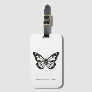 Name Butterfly Black and White Luggage Tag