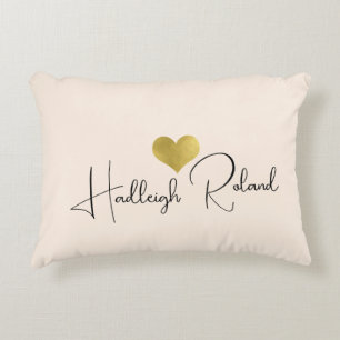 Name Calligraphy Monogram Heart Decorative Cushion