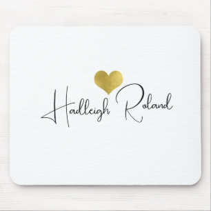 Name Calligraphy Monogram Heart Mouse Pad