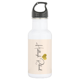 Name Calligraphy Monogram Heart Peach 532 Ml Water Bottle