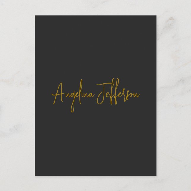 Name Calligraphy Professional Elegant Gold Colour Postcard (Front)