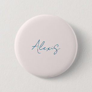 Name Calligraphy Script Plain Simple Pastel Colour 6 Cm Round Badge