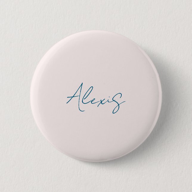 Name Calligraphy Script Plain Simple Pastel Colour 6 Cm Round Badge (Front)