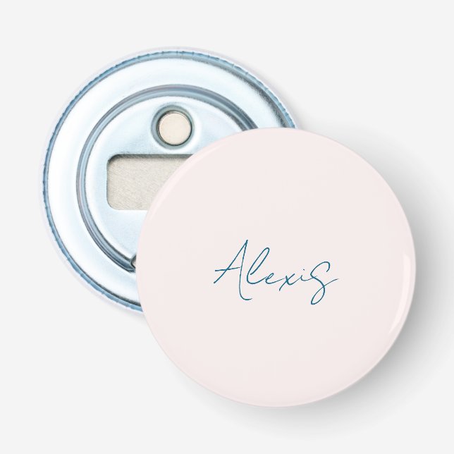 Name Calligraphy Script Plain Simple Pastel Colour Bottle Opener (Front)