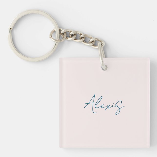 Name Calligraphy Script Plain Simple Pastel Colour Key Ring (Front)