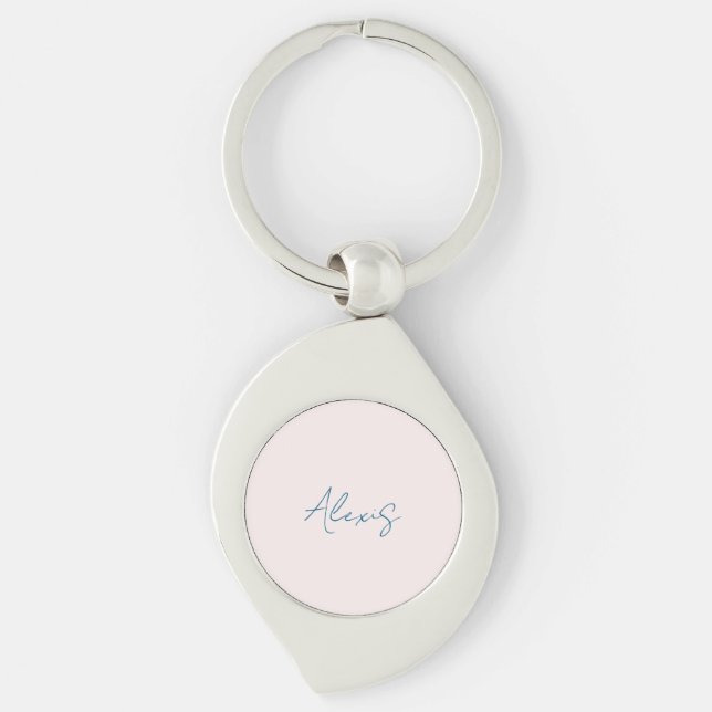 Name Calligraphy Script Plain Simple Pastel Colour Key Ring (Front)