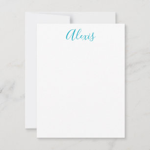 Name Calligraphy Script Plain Simple White Blue Card