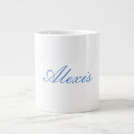 Name Calligraphy Script Plain Simple White Blue Large Coffee Mug<br><div class="desc">This product was very good and I love how easy it is for customise design. The design was very simple so I'm very pleased when I create.</div>
