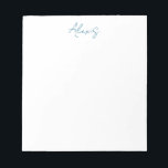 Name Calligraphy Script Plain Simple White Blue Notepad<br><div class="desc">This template can be customized to meet all professional occupations.</div>