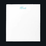 Name Calligraphy Script Plain Simple White Blue Notepad<br><div class="desc">This template can be customized to meet all professional occupations.</div>