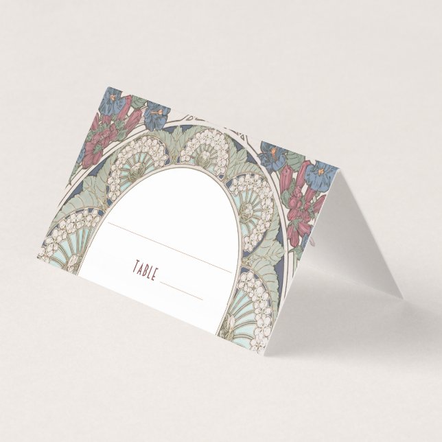 Name Cards Burgundy Wedding Table Vintage (Front)