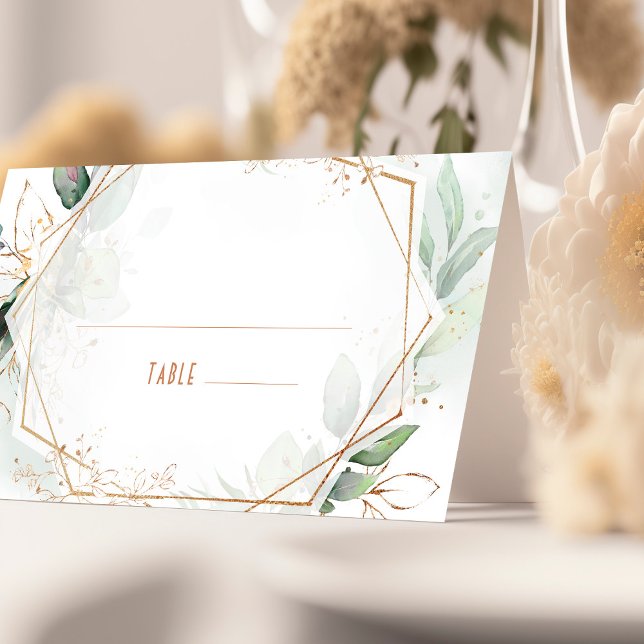 Name Cards Wedding Table Gold & Green Geometric (Creator Uploaded)