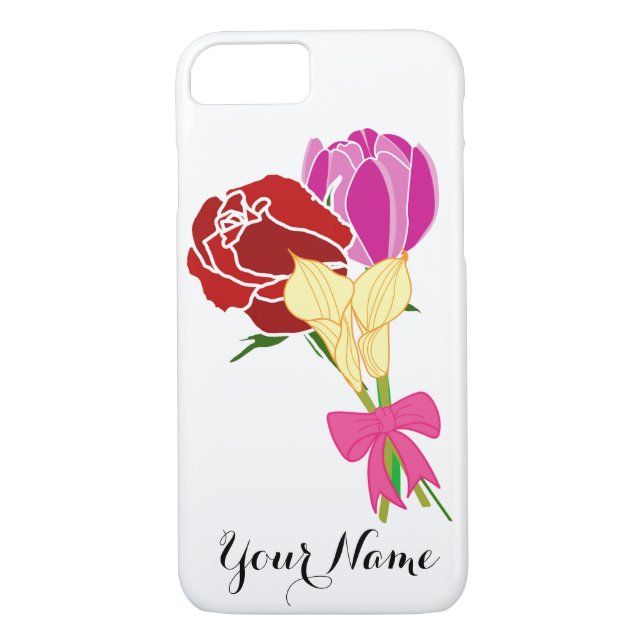 Name case. personalised Flower bouquet Case-Mate iPhone Case (Back)