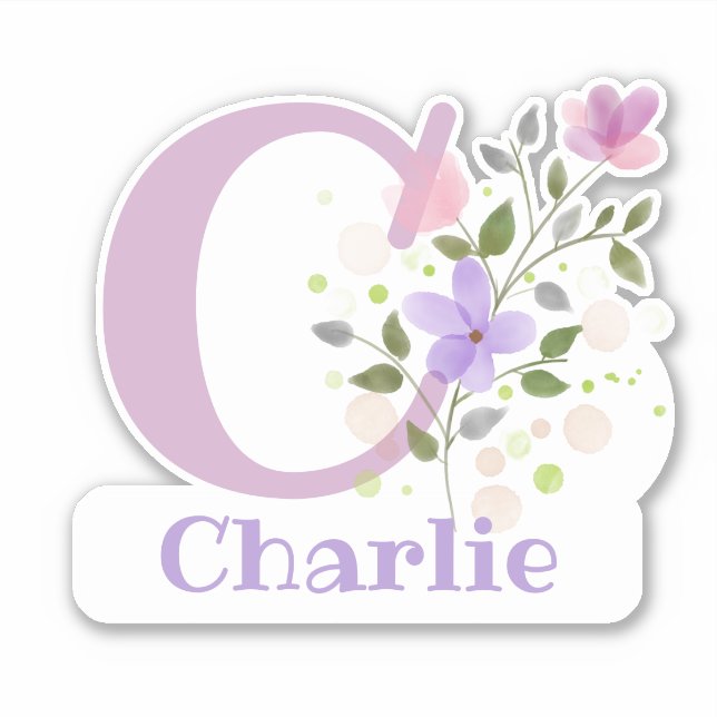Name Charlie plus Initial with Floral Design (Front)
