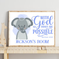 Name Christian Cute Baby Elephant Bible Quote