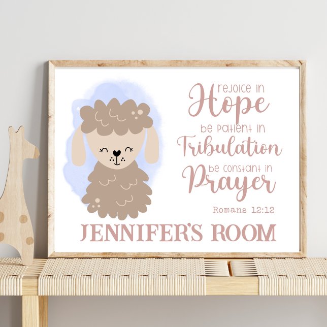 Name Christian Cute Baby Sheep Bible Quote Poster (Creator Uploaded)