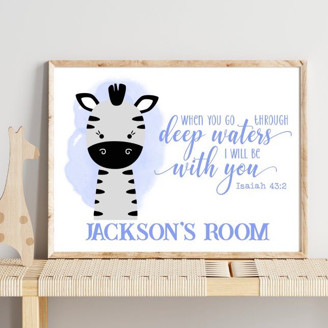 Name Christian Cute Baby Zebra Bible Quote Poster (Creator Uploaded)